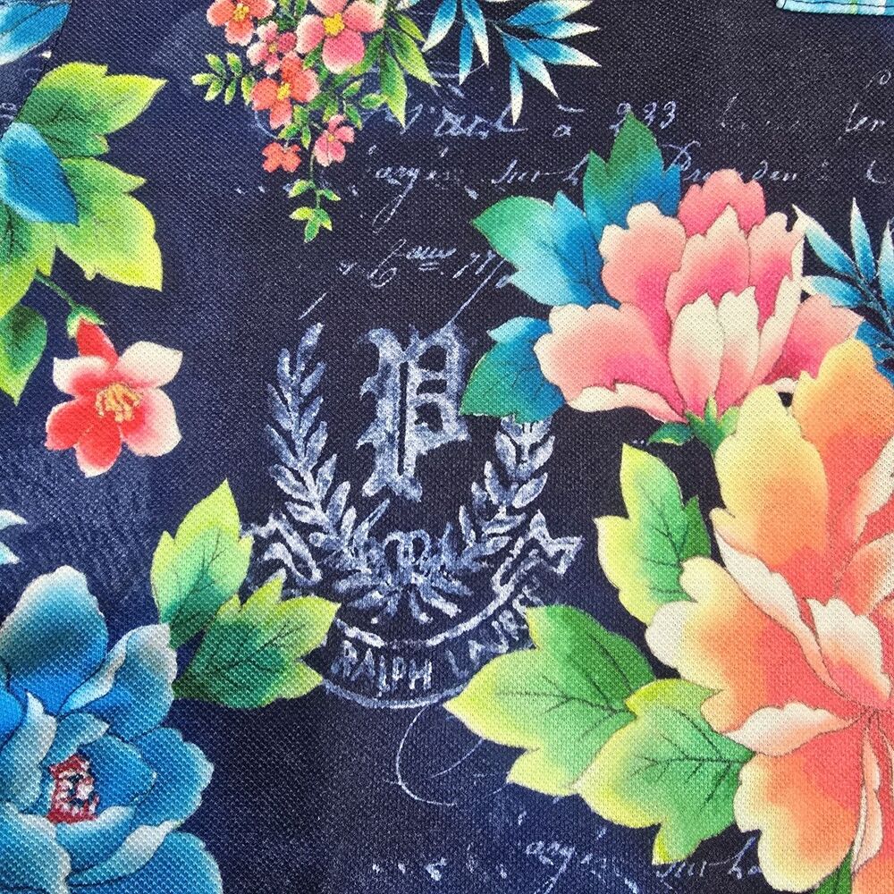 Polo Ralph Lauren Mens Short Sleeve Floral Print Old English P Polo Shirt XL - Picture 5 of 6